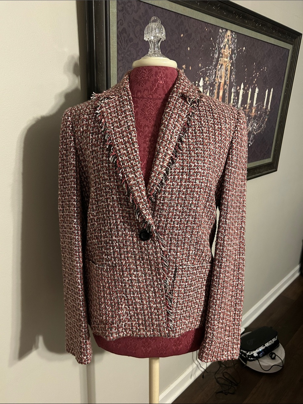 💚 Amanda Smith Red Multi Tweed Blazer Jacket